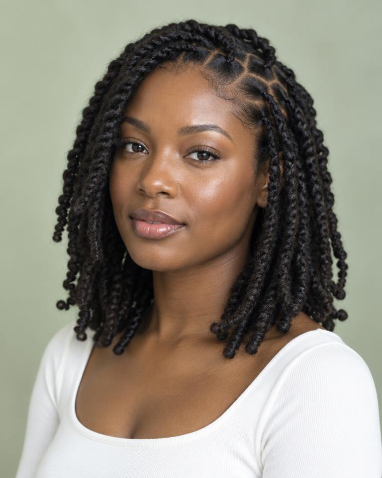 Illustrative shoulder-length twists
