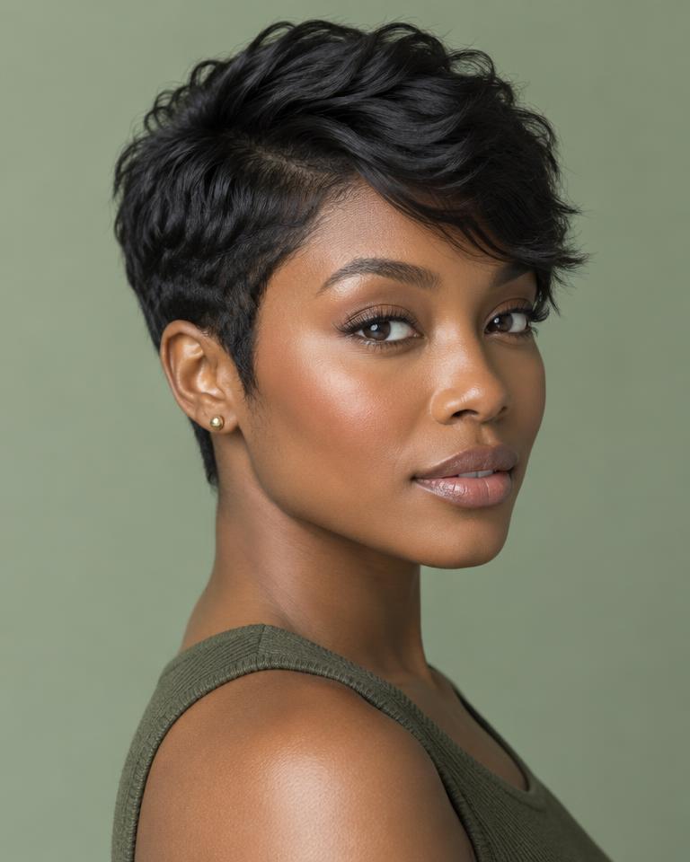 Illustrative short pixie hairstyle